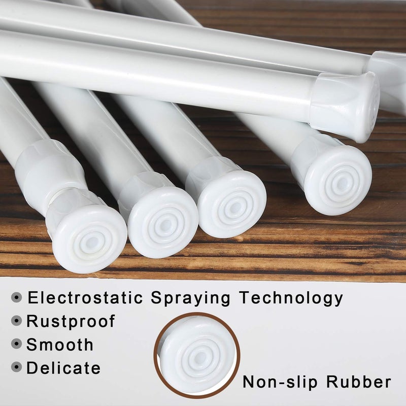 Goowin 6Pcs Tension Rod, Goowin Tension Rods for Windows, No Drilling Rustproof Spring Adjustable Tension Curtain Rod for Doors, Windows, Wardrobe Bars, Drying Support Rods (White, 28-48 inch) - Image 4